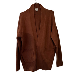 A New Day burnt orange Cardigan pockets open front lagenlook large workwear fall